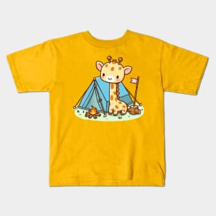 Funny giraffe Camping Kids T-Shirt